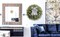 19" Artificial Boxwood Front Door Wreath – All-Season Green Wreath with 3 Interchangeable Bows for Spring, Summer, Fall & Winter Indoor/Outdoor Farmhouse Decor